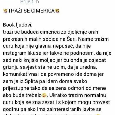 Najsmješnije objave "tražim cimera" sa domskih grupa
