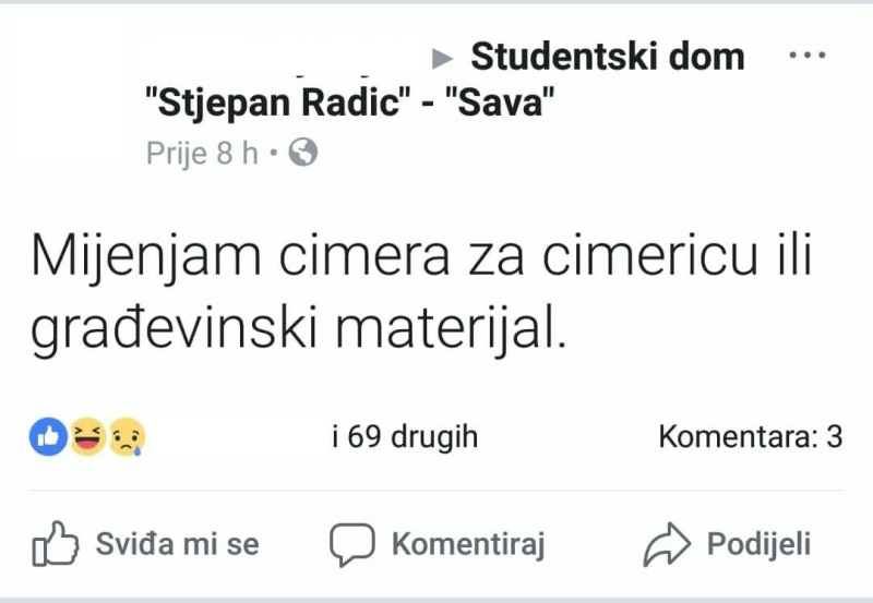 
Najsmješnije objave "tražim cimera" sa domskih grupa
