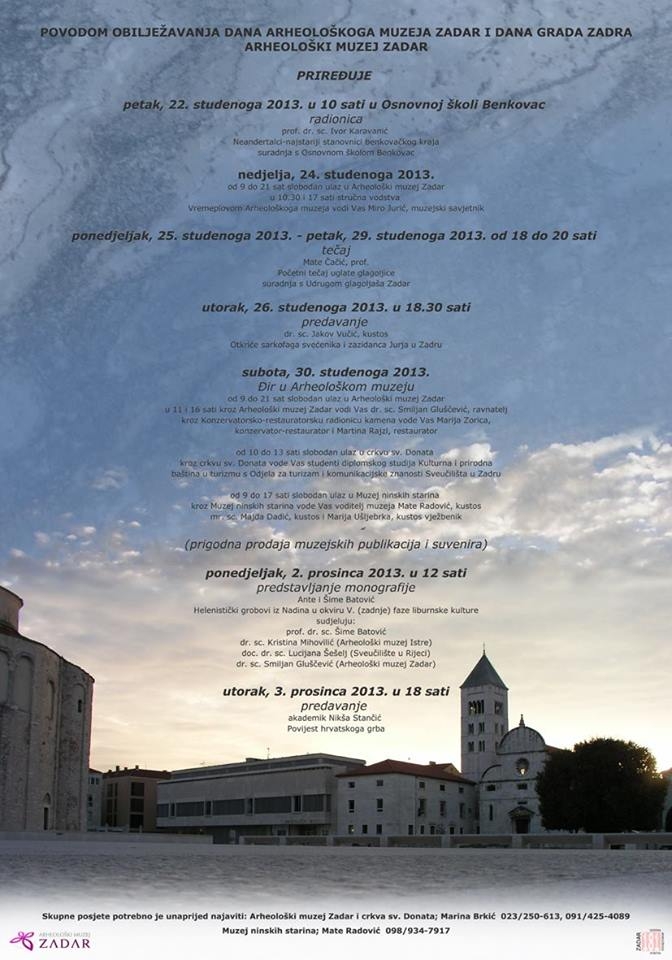 program Arheološkog muzeja Zadar povodom dana grada Zadra i muzeja