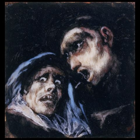 Francisco Goya, Monk Talking to an Old Woman (1824-1825) Francisco Goya, Monk Talking to an Old Woman (1824-1825)