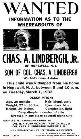 Plakat potraga Lindbergh Plakat potraga Lindbergh